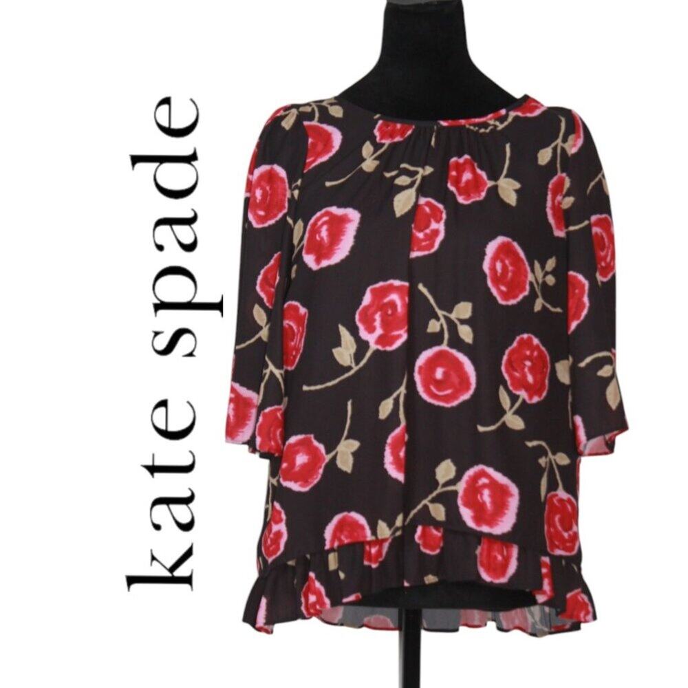 Kate Spade Black Floral Shirt Size Small